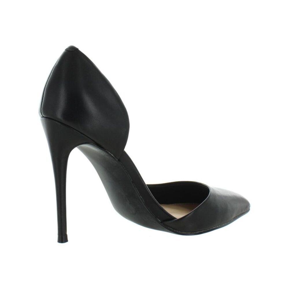 AQUA Womens Black Half D'orsay Dion Toe Stiletto Slip On Leather Pumps 7.5 M - Picture 2 of 3